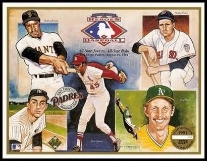 1991 Upper Deck Heroes of Baseball Sheets Bobby Bonds Bobby Doerr Bob Gibson Joe Pepitone Joe Rudi